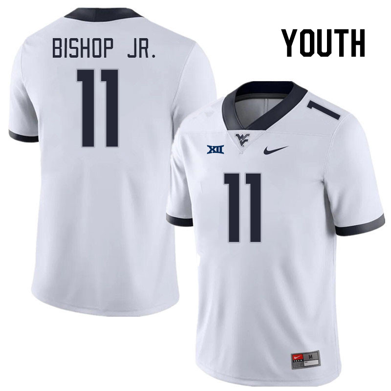 Youth #11 Beanie Bishop Jr. West Virginia Mountaineers College Football Jerseys Stitched Sale-White